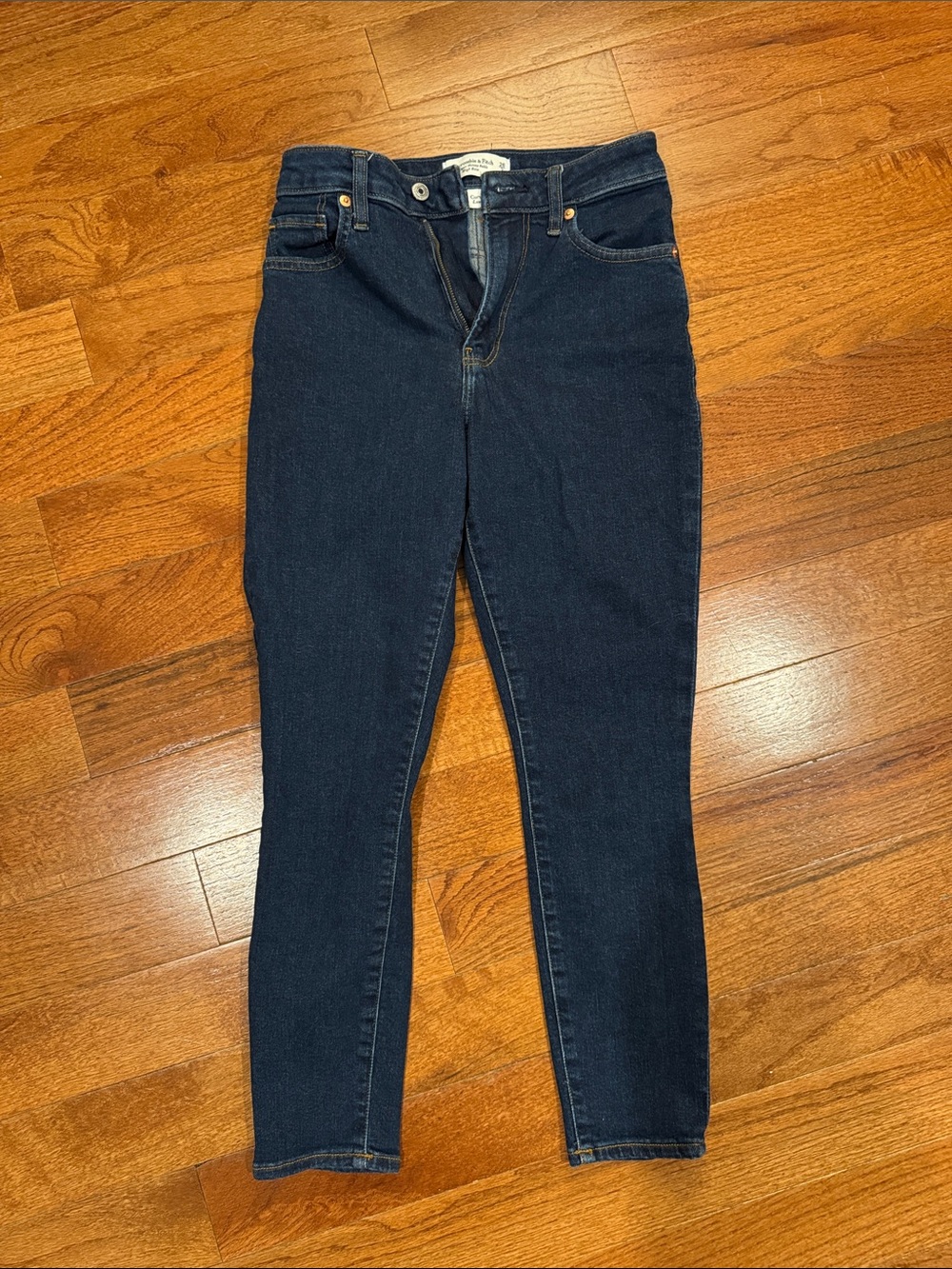 Abercrombie & Fitch Deep Indigo Mid-Rise Skinny Jeans